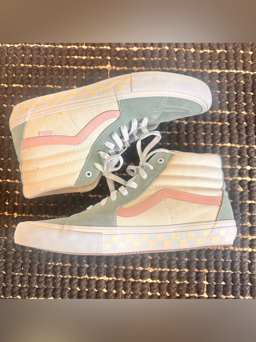 Vans High-Top Sneakers in Sage Green, Blush Pink and Cream